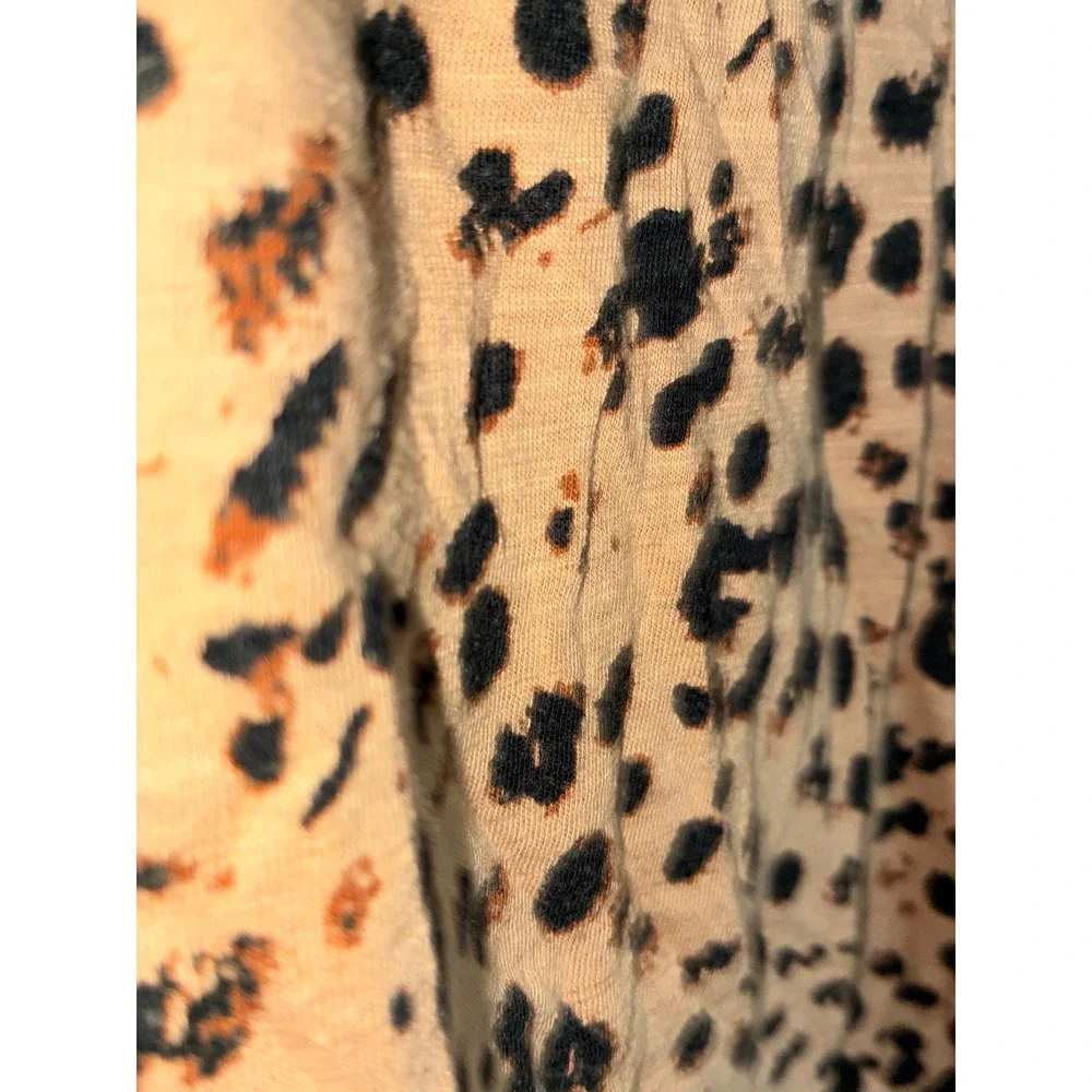 Banana Republic Top Women XS Brown Leopard Animal Print Cozy Slub Crew Neck LS - Picture 7 of 8